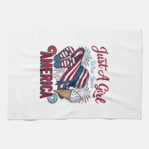 Patriotisches Mädchen Amerika Sommer Vintage T-Shi Geschirrtuch