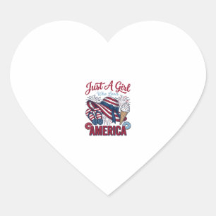 Patriotisches Mädchen Amerika Sommer Vintage T-Shi Herz-Aufkleber