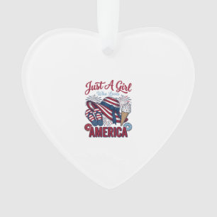 Patriotisches Mädchen Amerika Sommer Vintage T-Shi Ornament