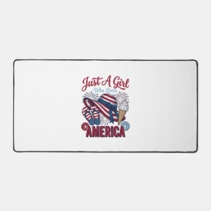 Patriotisches Mädchen Amerika Sommer Vintage T-Shi Schreibtischunterlage