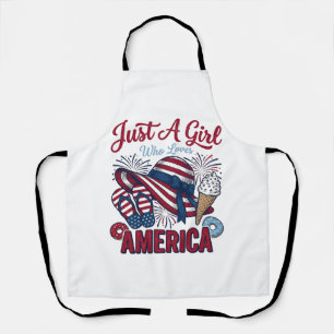 Patriotisches Mädchen Amerika Sommer Vintage T-Shi Schürze