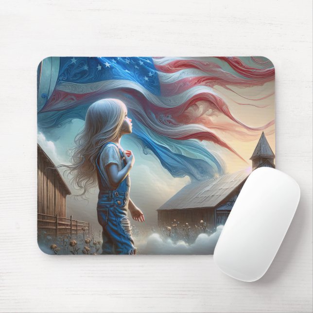 Patriotisches Mädchen im Baumwollland Mousepad (Mit Mouse)