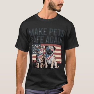 Patriotisches Make Pets Safe Again Cat Pug in Not  T-Shirt