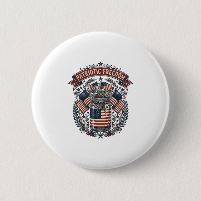 Patriotisches Mason-Glas Landleben Button (Vorderseite)