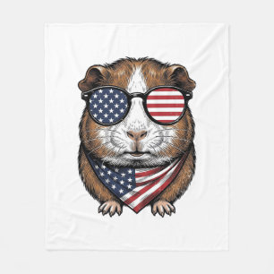 Patriotisches Meerschweinchen Vintage-Stich Fleecedecke