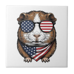 Patriotisches Meerschweinchen Vintage-Stich Fliese
