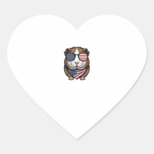 Patriotisches Meerschweinchen Vintage-Stich Herz-Aufkleber