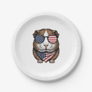 Patriotisches Meerschweinchen Vintage-Stich Pappteller