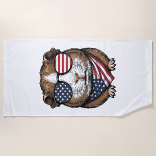 Patriotisches Meerschweinchen Vintage-Stich Strandtuch