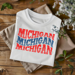 Patriotisches Michigan-Rot und Blau Boho-T-Shirt  T-Shirt
