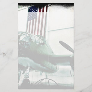 Patriotisches militärisches Flugzeug des Zweiten W Briefpapier