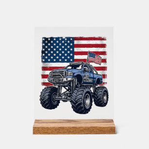 Patriotisches Monster-Truck-Vintage-Stichdesign_1 Acrylschild