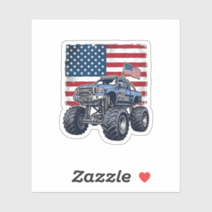 Patriotisches Monster-Truck-Vintage-Stichdesign_1 Aufkleber
