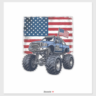 Patriotisches Monster-Truck-Vintage-Stichdesign_1 Aufkleber