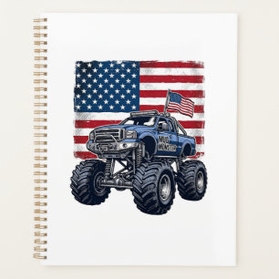 Patriotisches Monster-Truck-Vintage-Stichdesign_1 Planer