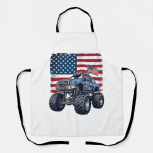 Patriotisches Monster-Truck-Vintage-Stichdesign_1 Schürze