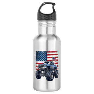 Patriotisches Monster-Truck-Vintage-Stickerei-Desi Edelstahlflasche