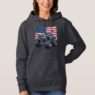 Patriotisches Monster-Truck-Vintage-Stickerei-Desi Hoodie
