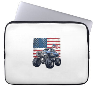 Patriotisches Monster-Truck-Vintage-Stickerei-Desi Laptopschutzhülle