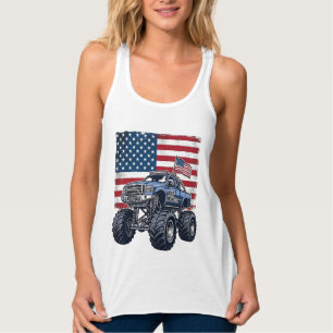 Patriotisches Monster-Truck-Vintage-Stickerei-Desi Tank Top