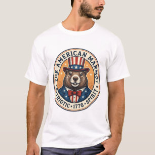Patriotisches Murmeltier Vintage Gravur Shirt Desi