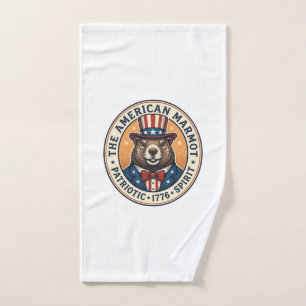 Patriotisches Murmeltier Vintage Gravur Shirt Desi Handtuch