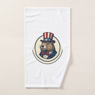 Patriotisches Murmeltier Vintage Gravur Shirt Desi Handtuch