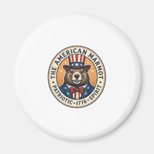 Patriotisches Murmeltier Vintage Gravur Shirt Desi Magnet