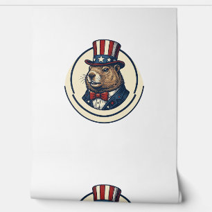 Patriotisches Murmeltier Vintage Gravur Shirt Desi Tapete