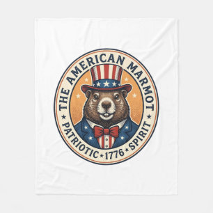 Patriotisches Murmeltier Vintage-Stich-Shirt-Desig Fleecedecke
