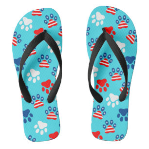 Patriotisches Muster aus Red White und Blue Dog Pa Flip Flops