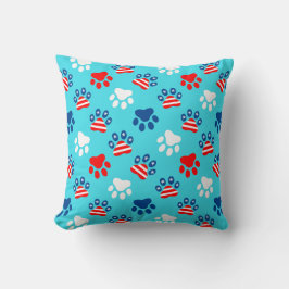 Patriotisches Muster aus Red White und Blue Dog Pa Kissen