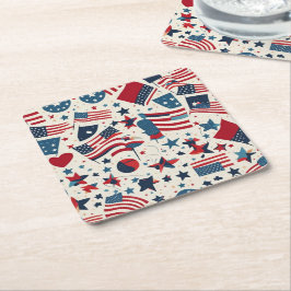 Patriotisches Muster in den USA auf weiß Rechteckiger Pappuntersetzer