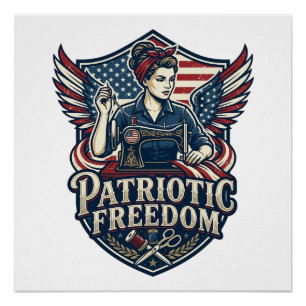 Patriotisches Näh-Mom-Vektorgrafik-T-Shirt_1 Poster