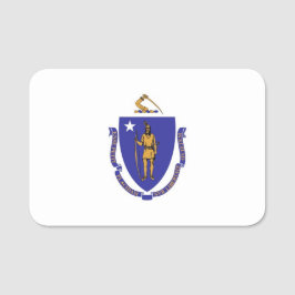 Patriotisches Namensschild mit der Flagge von Mass