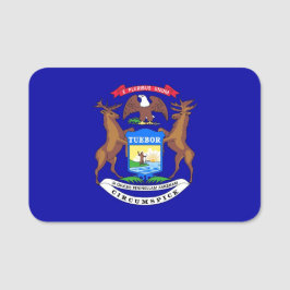 Patriotisches Namensschild mit der Flagge von Mich