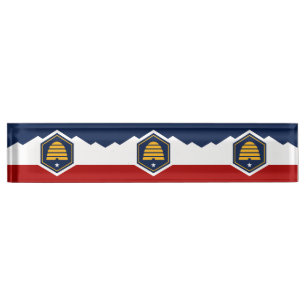 Patriotisches Namensschild mit Flagge von Utah, US Namensplakette