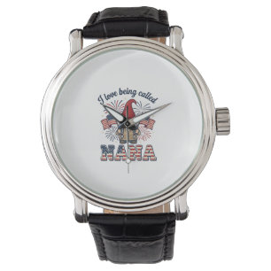 Patriotisches Nana-Gnom-Vintage-Oma-Shirt Des Armbanduhr