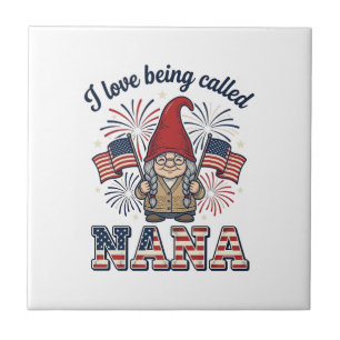 Patriotisches Nana-Gnom-Vintage-Oma-Shirt Des Fliese