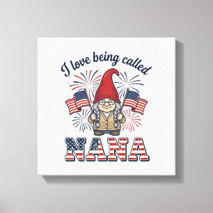 Patriotisches Nana-Gnom-Vintage-Oma-Shirt Des Leinwanddruck