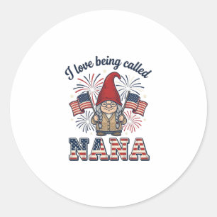 Patriotisches Nana-Gnom-Vintage-Oma-Shirt Des Runder Aufkleber