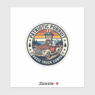 Patriotisches Onkel-Sam-Katze Retro-Sonnenuntergan Aufkleber