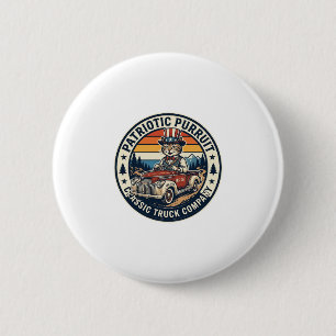 Patriotisches Onkel-Sam-Katze-Retro-Sonnenuntergan Button