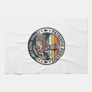 Patriotisches Onkel-Sam-Katze-Retro-Sonnenuntergan Geschirrtuch