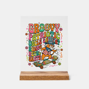 Patriotisches Onkel Sam Katze Retro-Typografie T-S Acrylschild