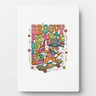 Patriotisches Onkel-Sam-Katze Retro-Typografie T-S Fotoplatte