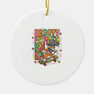 Patriotisches Onkel Sam Katze Retro-Typografie T-S Keramik Ornament