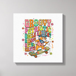 Patriotisches Onkel-Sam-Katze Retro-Typografie T-S Leinwanddruck