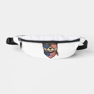 Patriotisches Otter-Vektor-Vintage-Stickerei-Shirt Bauchtasche