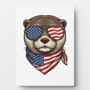 Patriotisches Otter-Vektor-Vintage-Stickerei-Shirt Fotoplatte